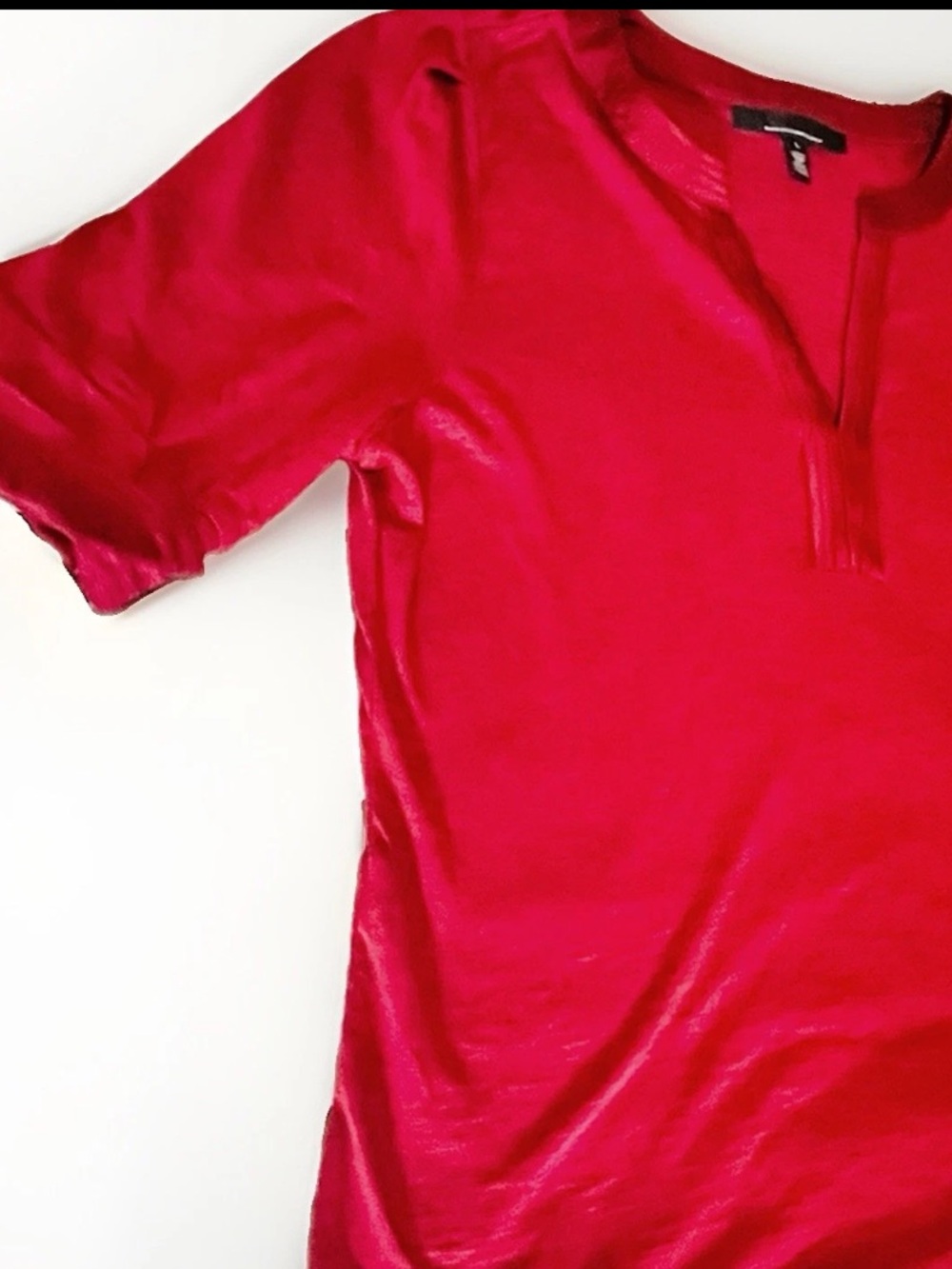 White House Black Market split V-neck top, size L